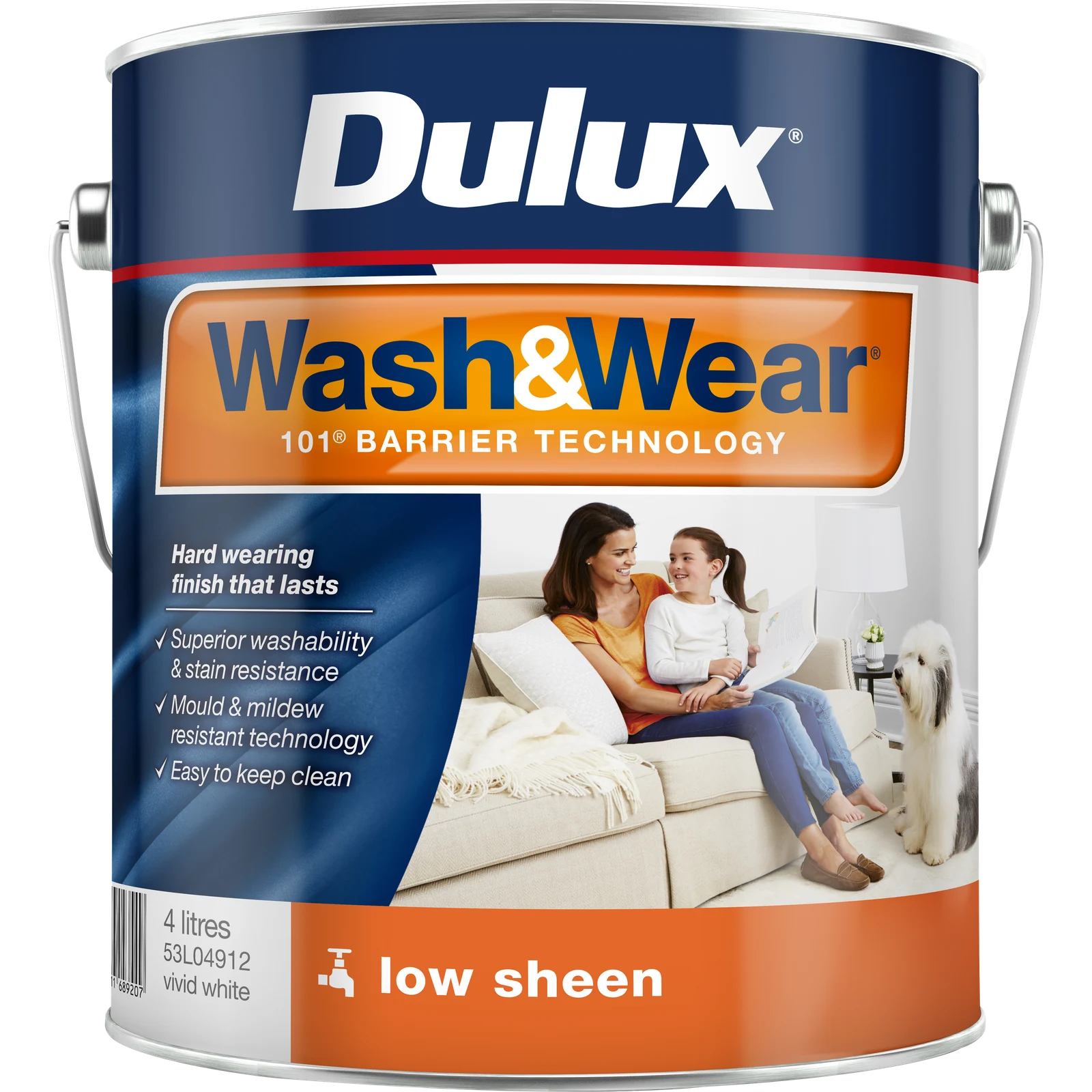 Dulux Wash&Wear 4L Vivid White Low Sheen Interior Paint