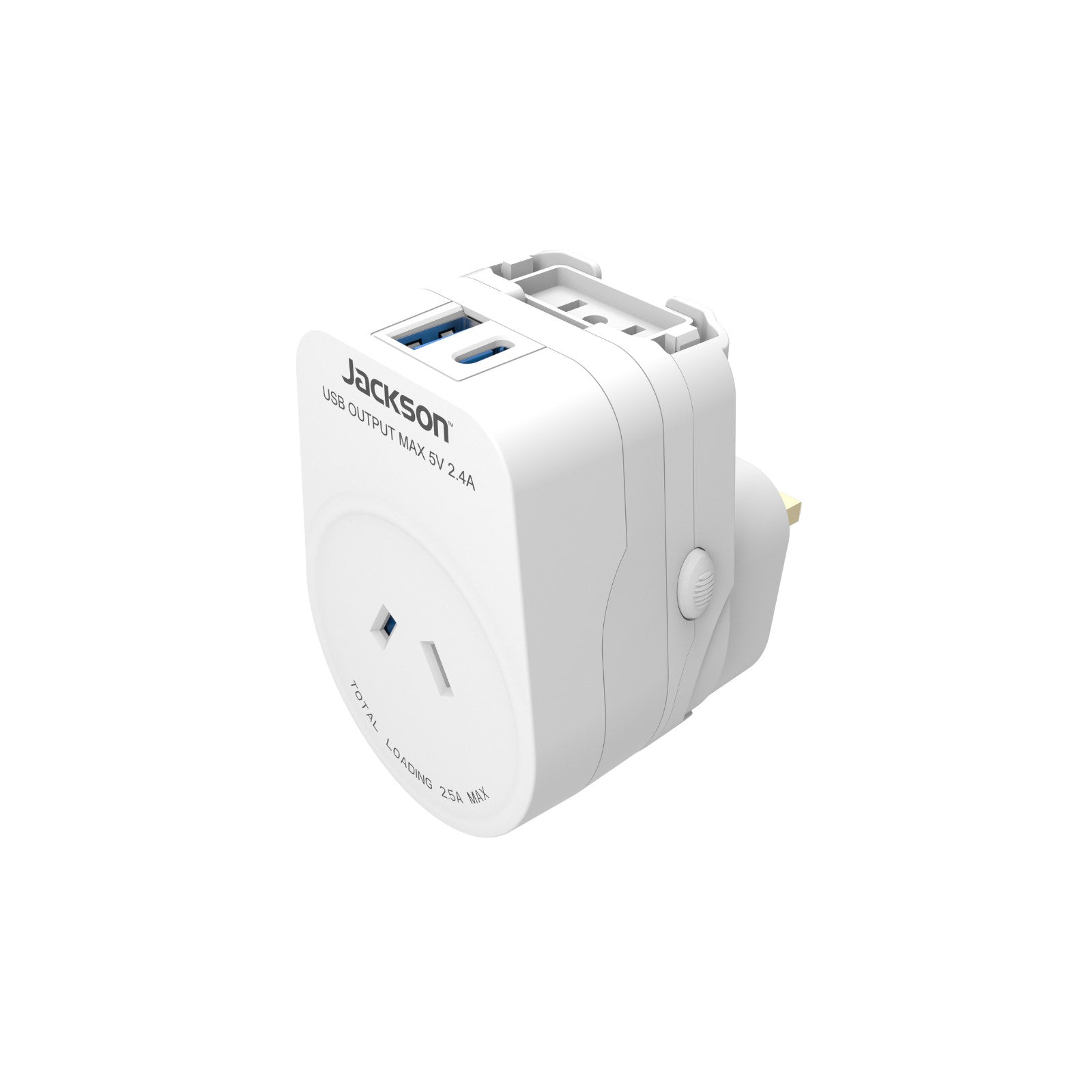 Jackson 1A 1C World Travel Adapter Outbound 2.4A USB-A & USB-C - 150+ Countries