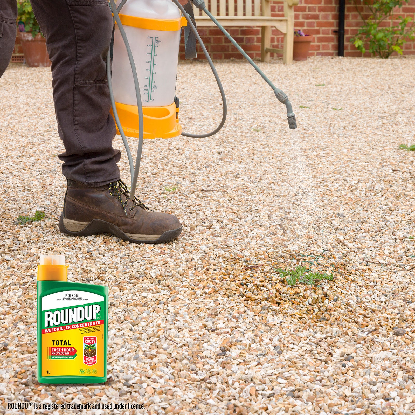 Roundup Total Weedkiller Concentrate 1L, Non-Selective Post-Emergent