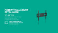 Practa Extra Large Fixed TV Wall Mount 37-98", Black Steel, Hardware Included