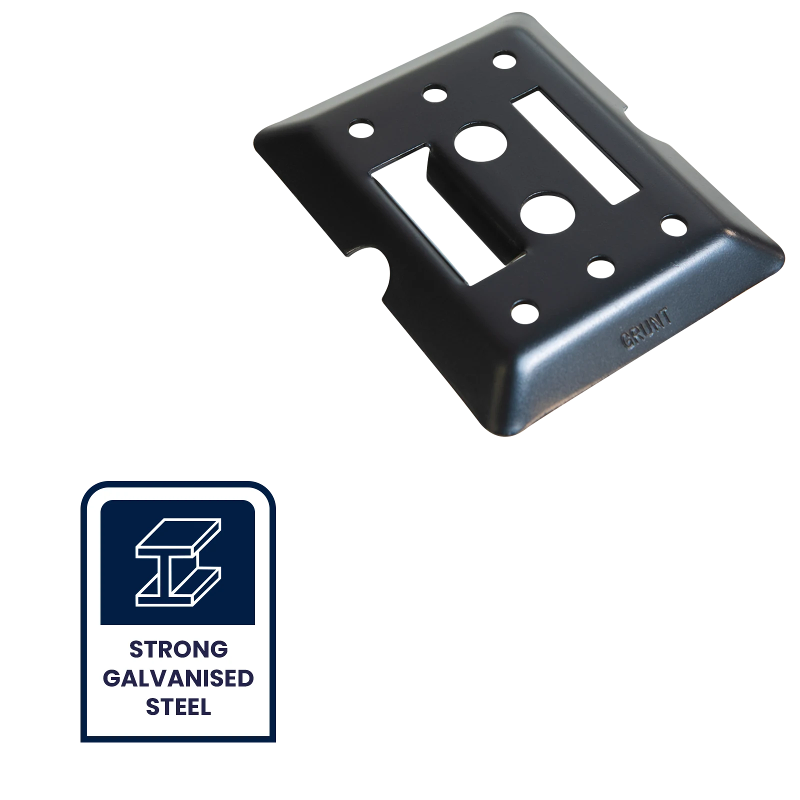 GRUNT Black E-Track Versatile Fixing Plate, 550kg Lashing Capacity