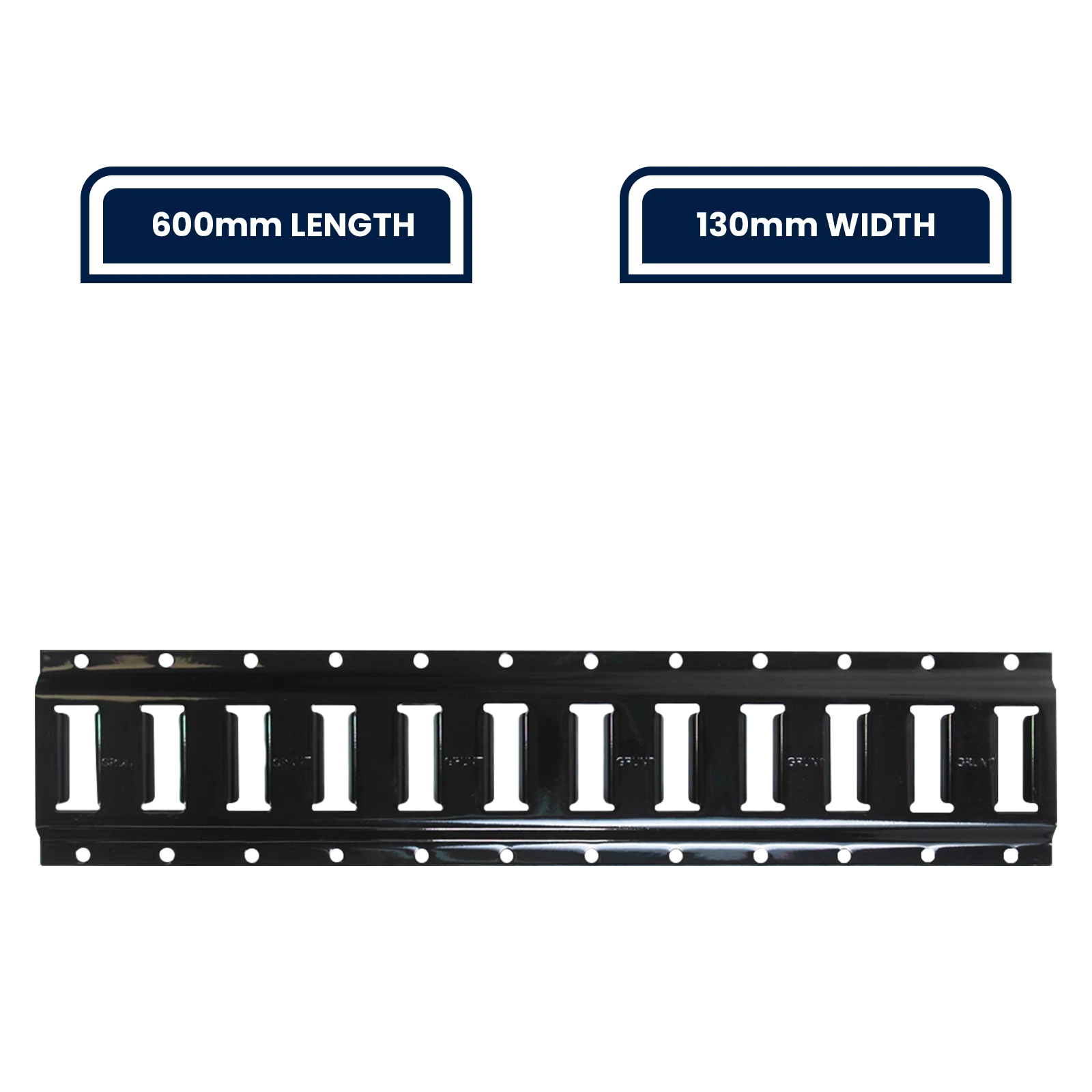 GRUNT 60cm Black Galvanised Steel Horizontal E-Track, Joinable Cargo Rail