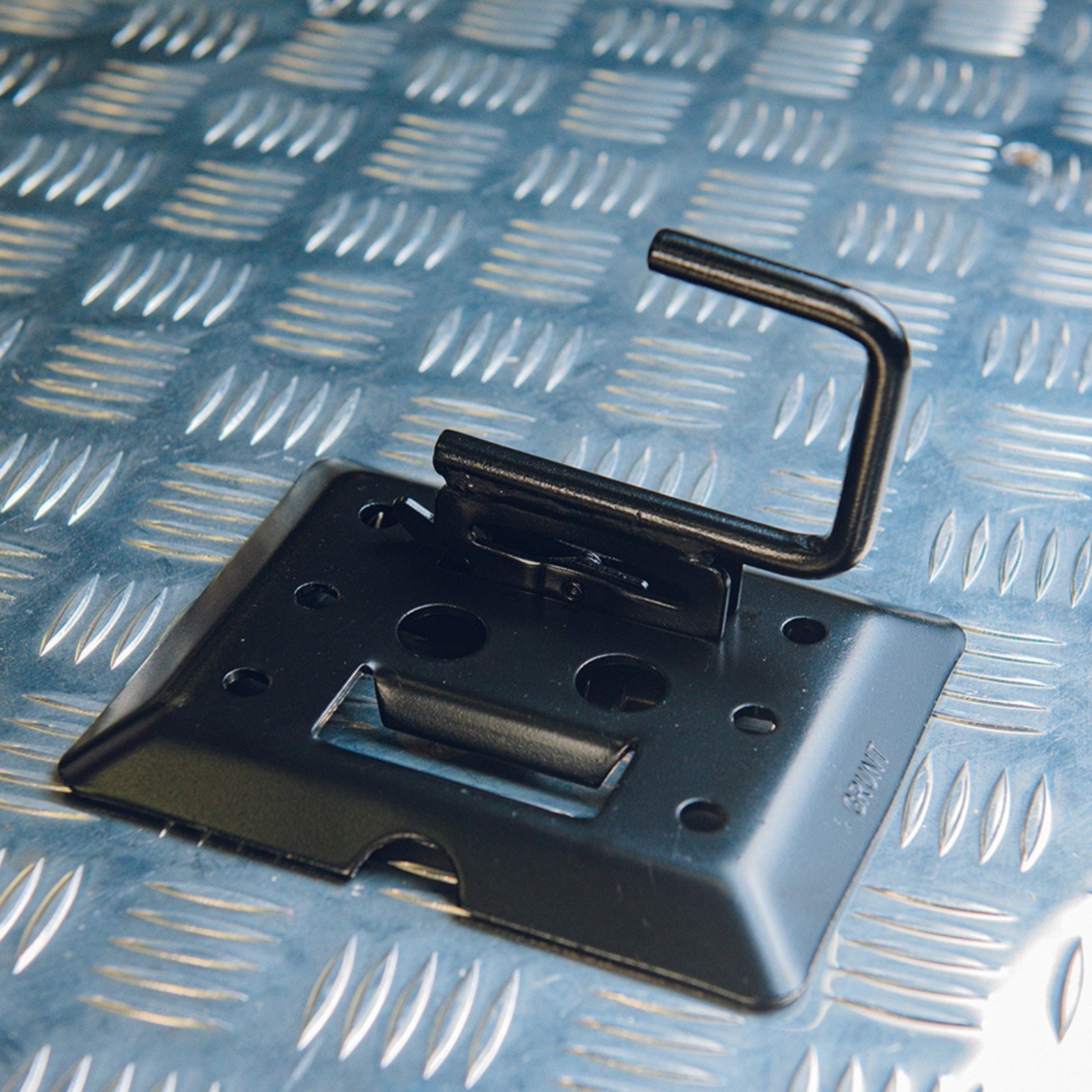 GRUNT Black E-Track Fitting with J Hook, 180kg Lashing Capacity