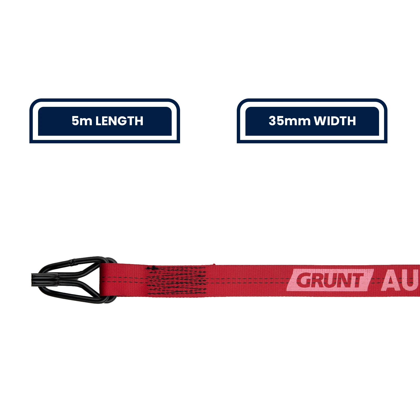 GRUNT 35mm x 5m Retractable Tie Down, 1000kg Lashing Capacity, Auto-Retract