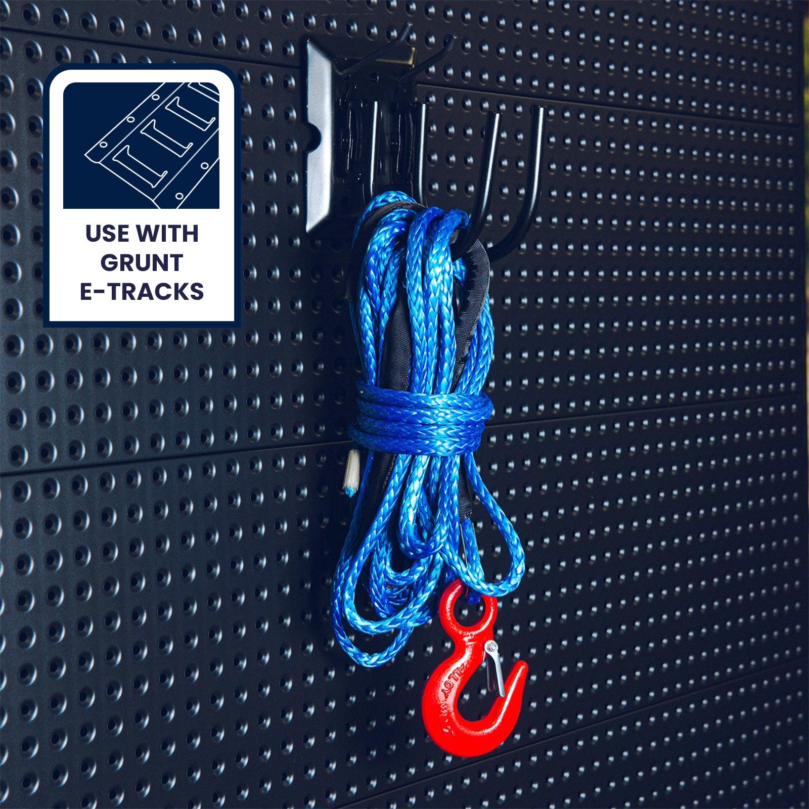 GRUNT Black E-Track Fitting with U Hook, 180kg Lashing Capacity