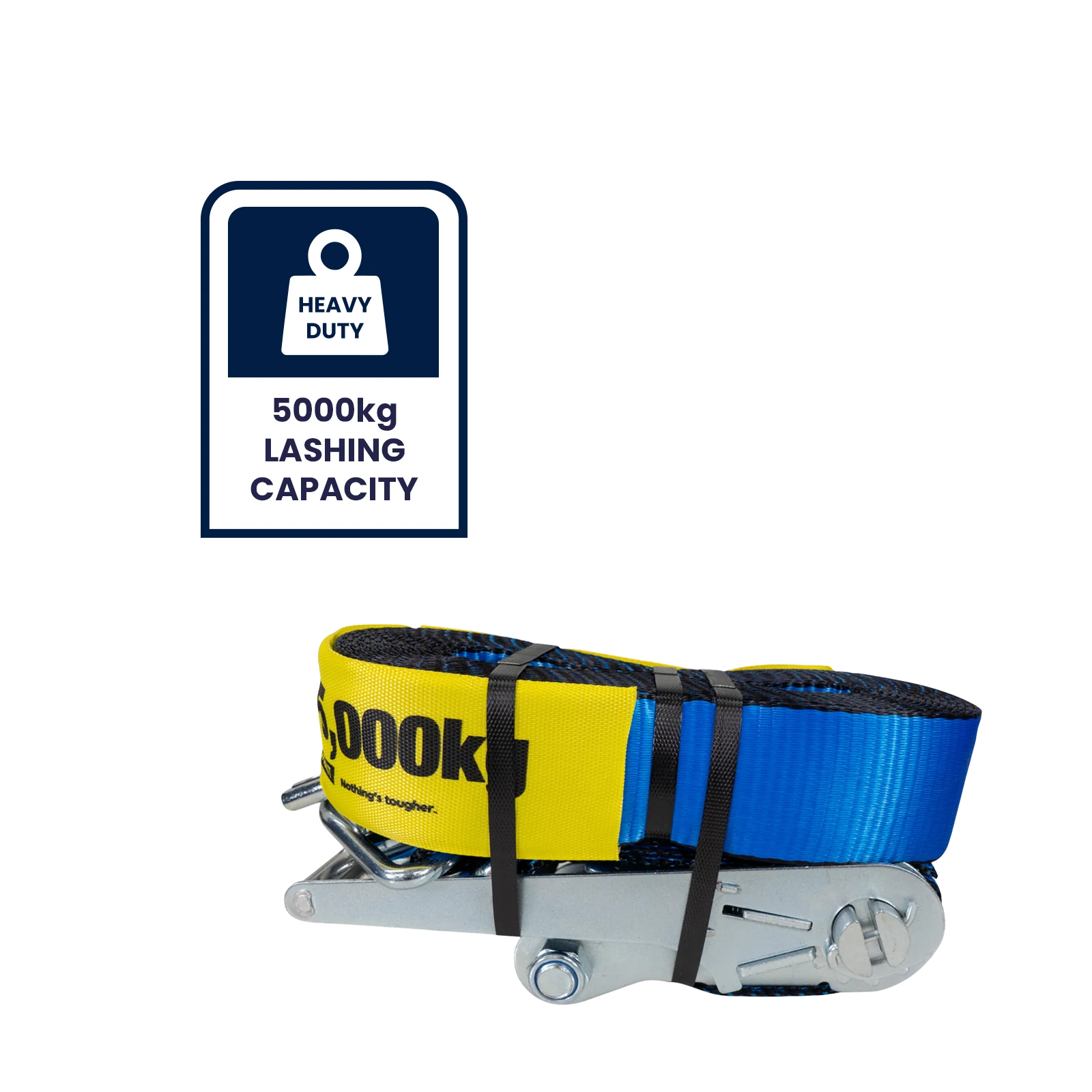 GRUNT 75mm x 10m Extreme Ratchet Tie Down, 5000kg Lashing Capacity, Polyester Webbing