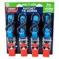 Grunt 25mm x 5m 450kg Ratchet Tie Down - 4 Pack