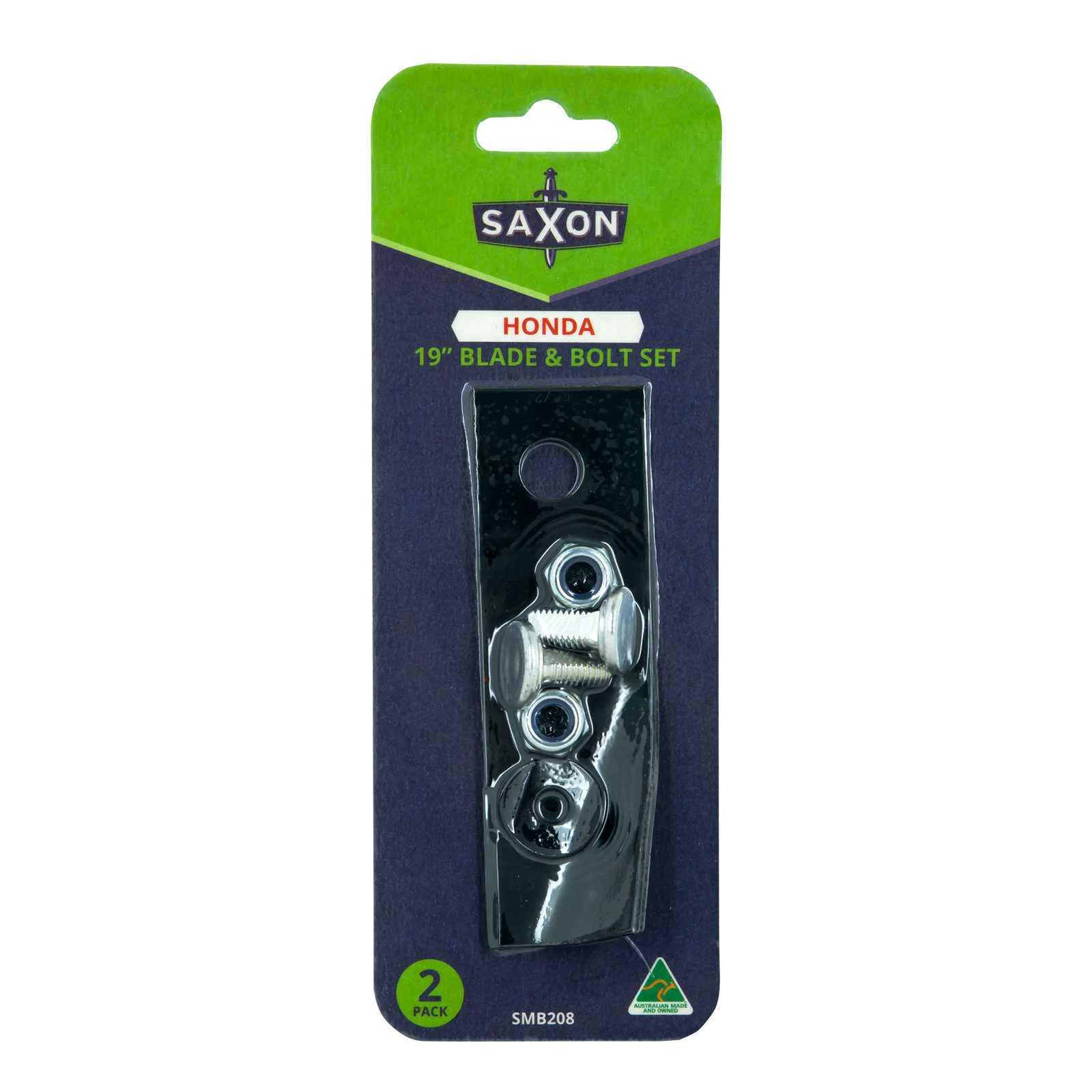 Saxon Honda & Rover 19" Mower Blade & Bolt Set, 2 Pack, 16mm Hole, Suits 18" & 21" Rear Cut & Catch