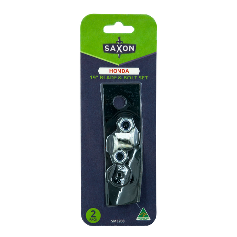 Saxon Honda & Rover 19" Mower Blade & Bolt Set, 2 Pack, 16mm Hole, Suits 18" & 21" Rear Cut & Catch