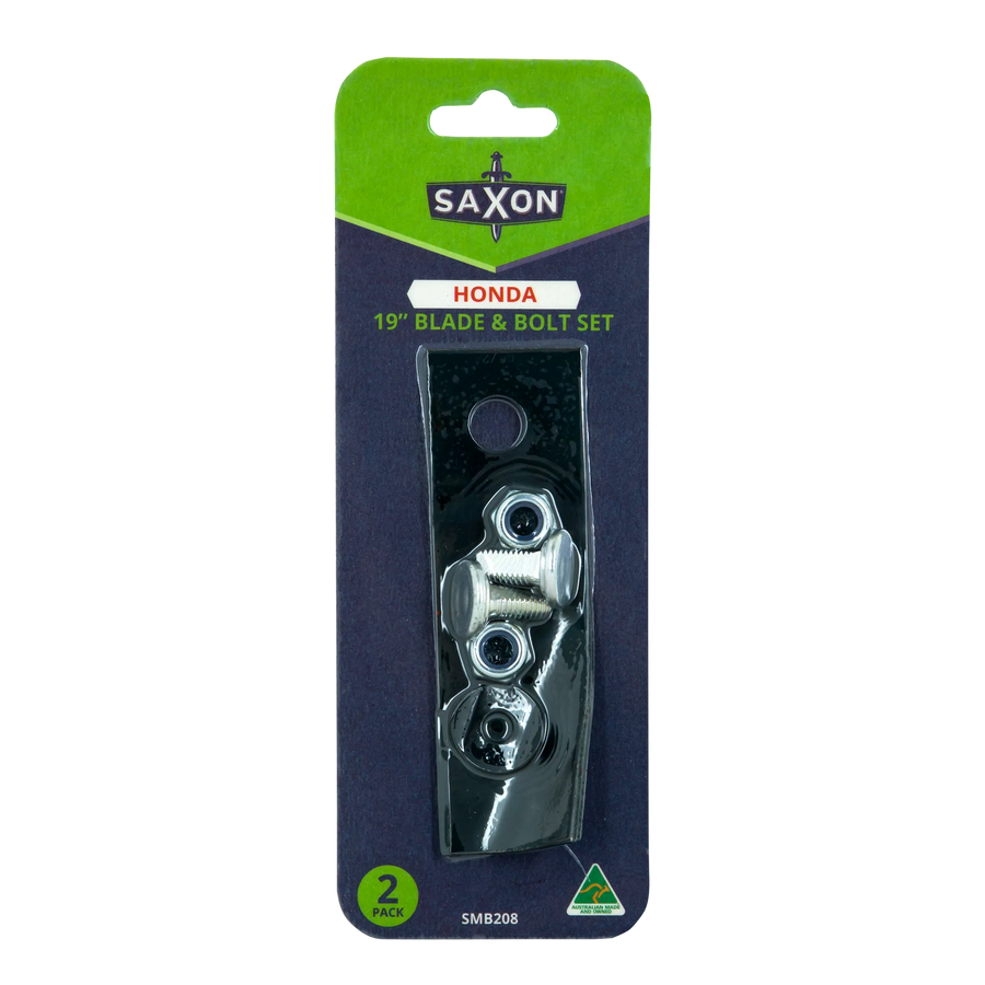 Saxon Honda & Rover 19" Mower Blade & Bolt Set, 2 Pack, 16mm Hole, Suits 18" & 21" Rear Cut & Catch