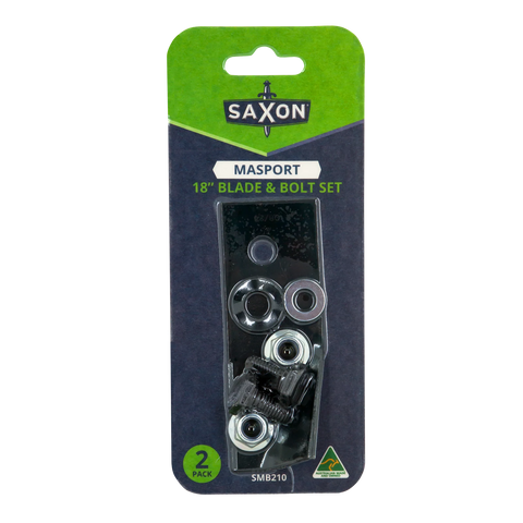 Saxon 18" Mower Blade & Bolt Set, 2 Pack, 13mm Hole, Suits Masport Quad Cut & Quick Cut