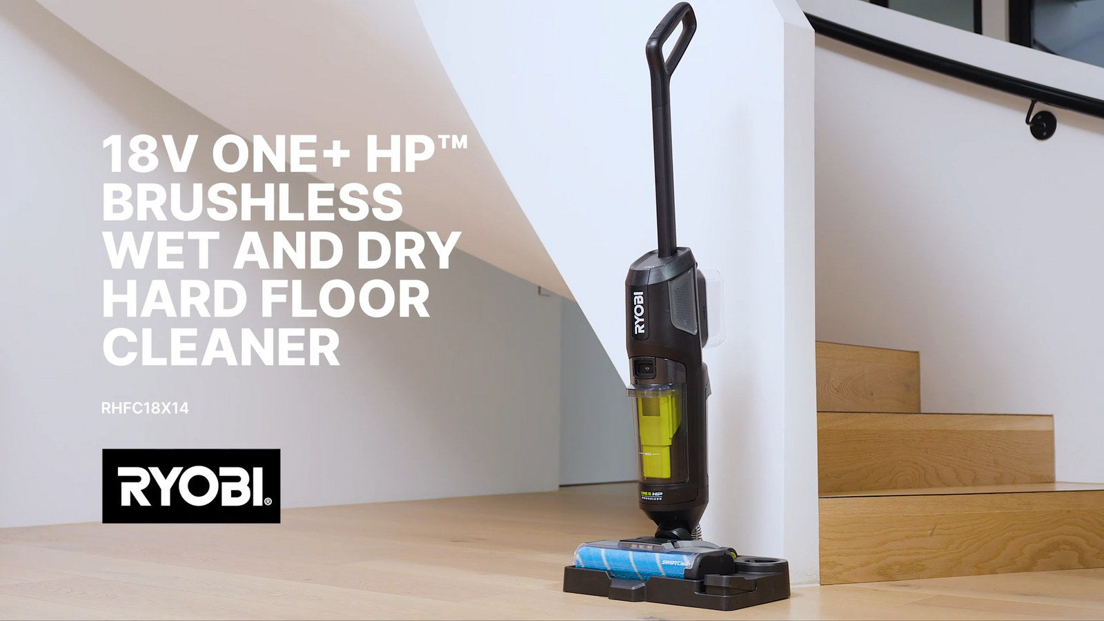 Ryobi 18V ONE+ HP Brushless Wet & Dry Hard Floor Cleaner Kit, Cordless, 4.0Ah, RHFC18X14
