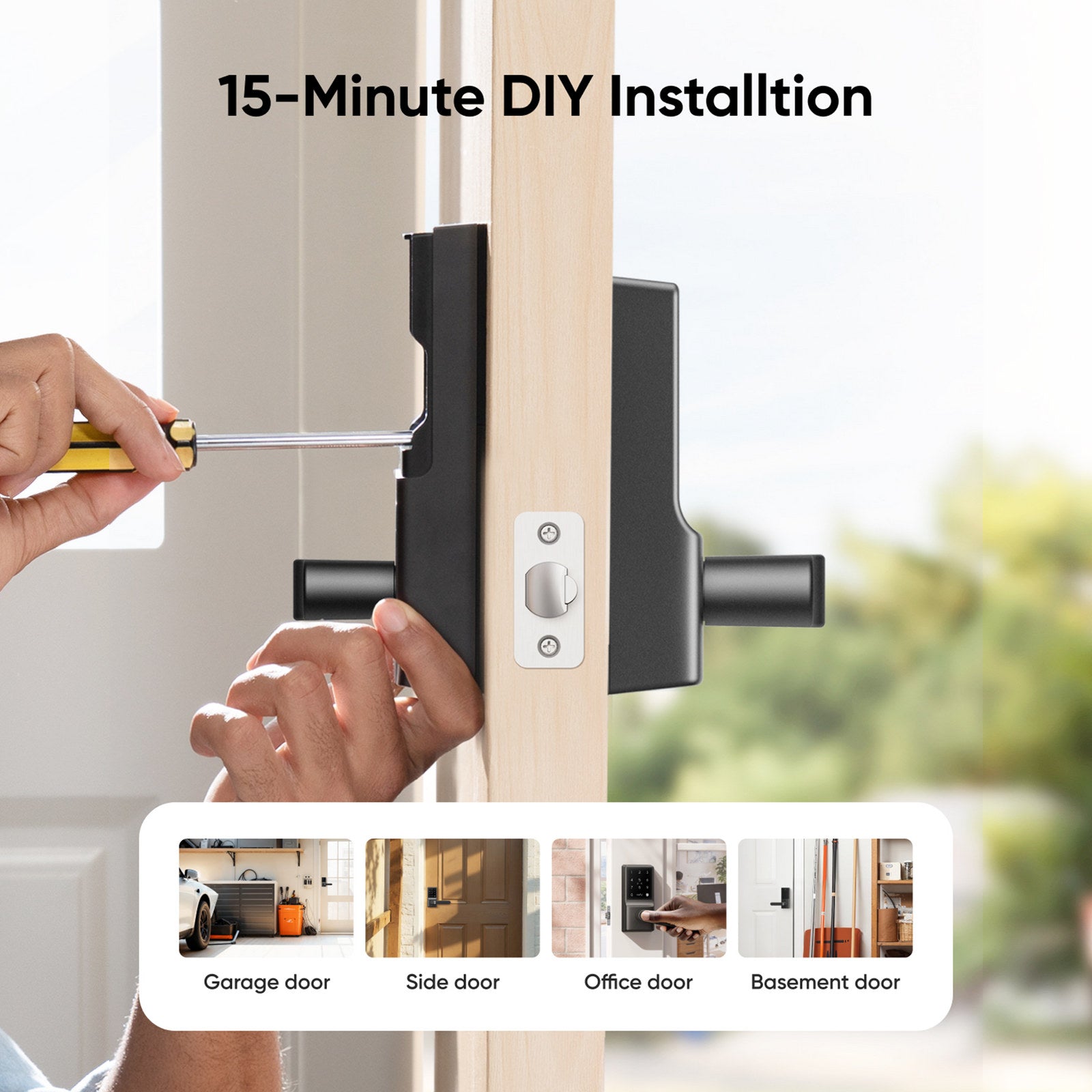 Eufy C33 Fingerprint Keyless Smart Lever Door Lock - Black, WiFi App Control, T85L0C11