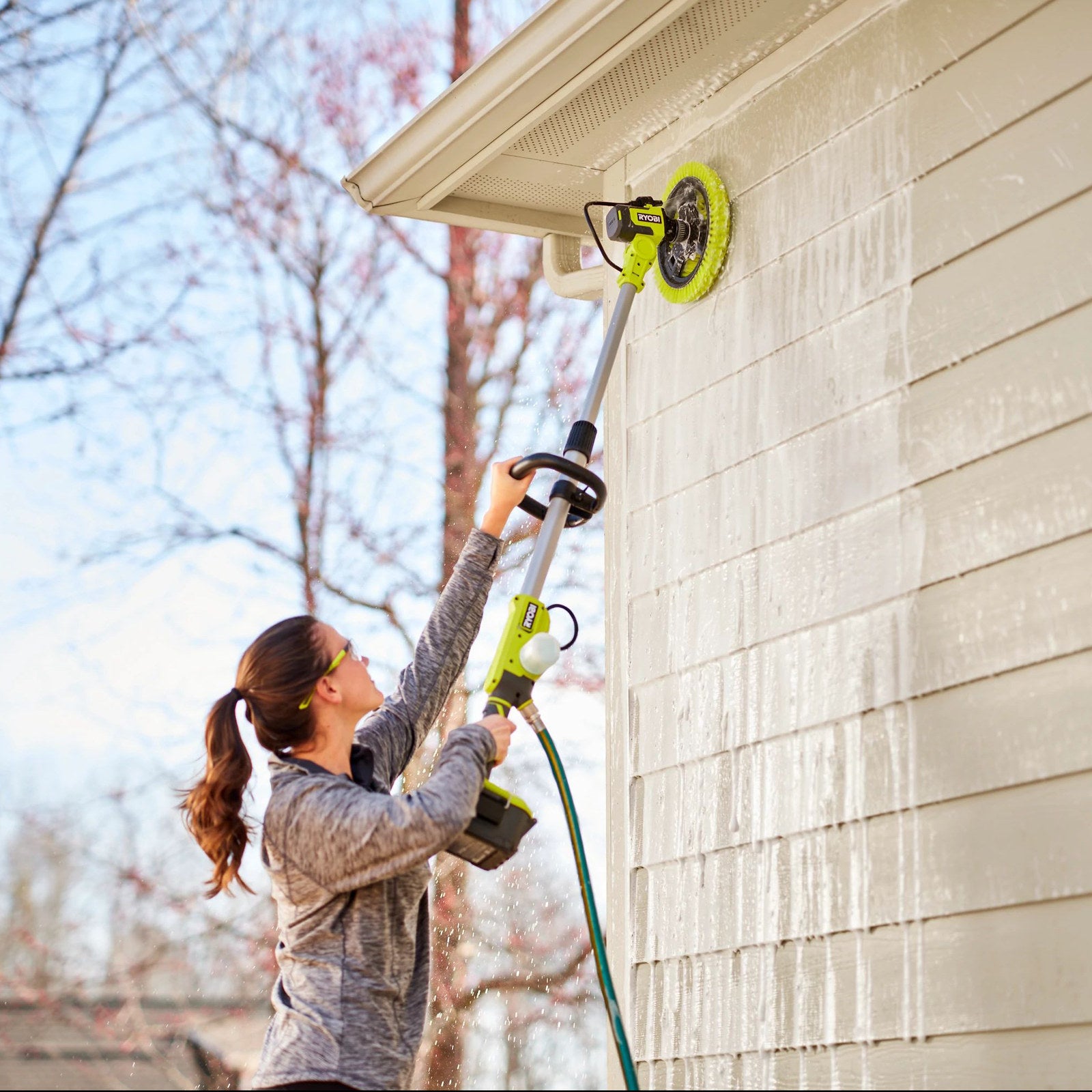 Ryobi Medium Bristle Power Scrubber Brush 280mm General Cleaning Brush