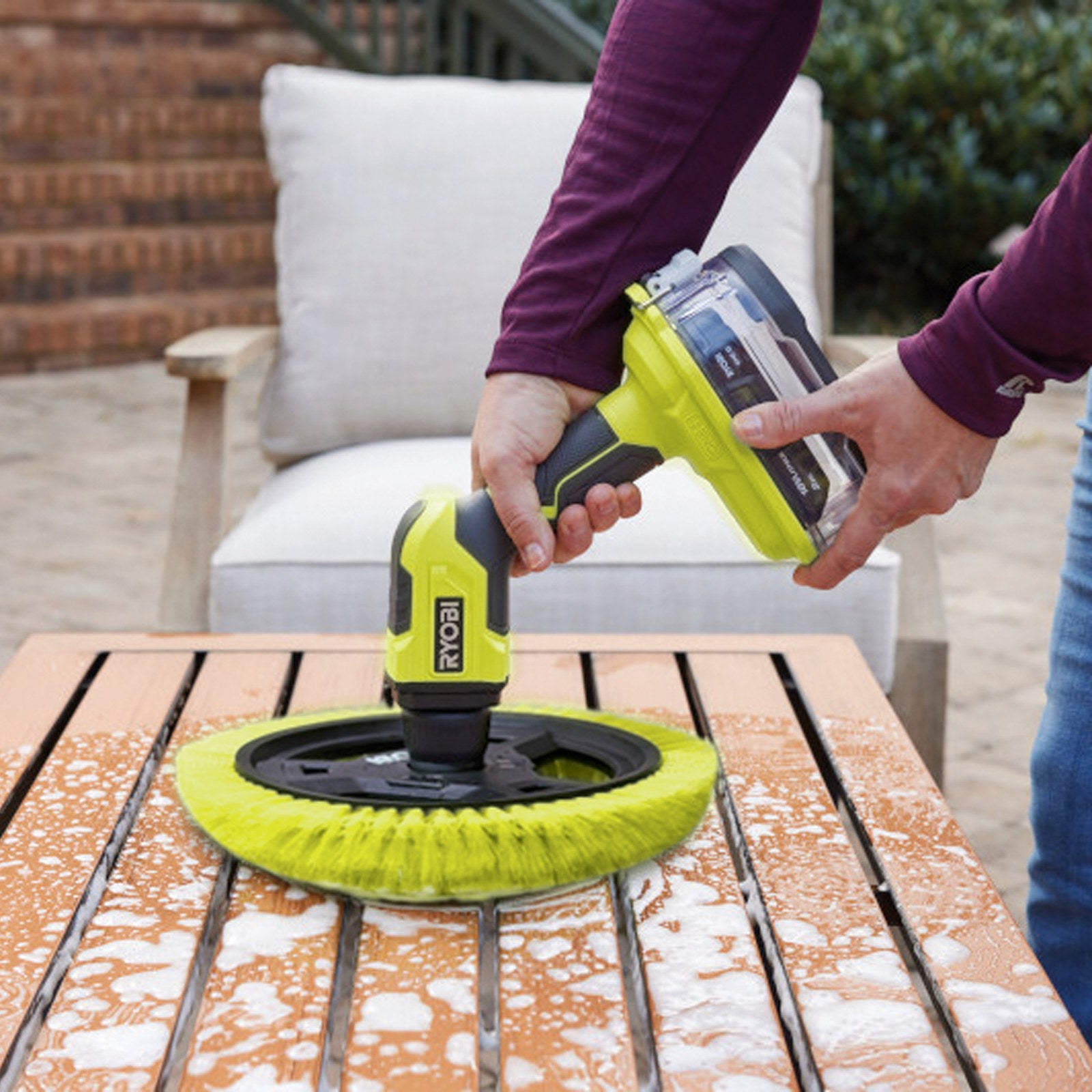 Ryobi Medium Bristle Power Scrubber Brush 280mm General Cleaning Brush