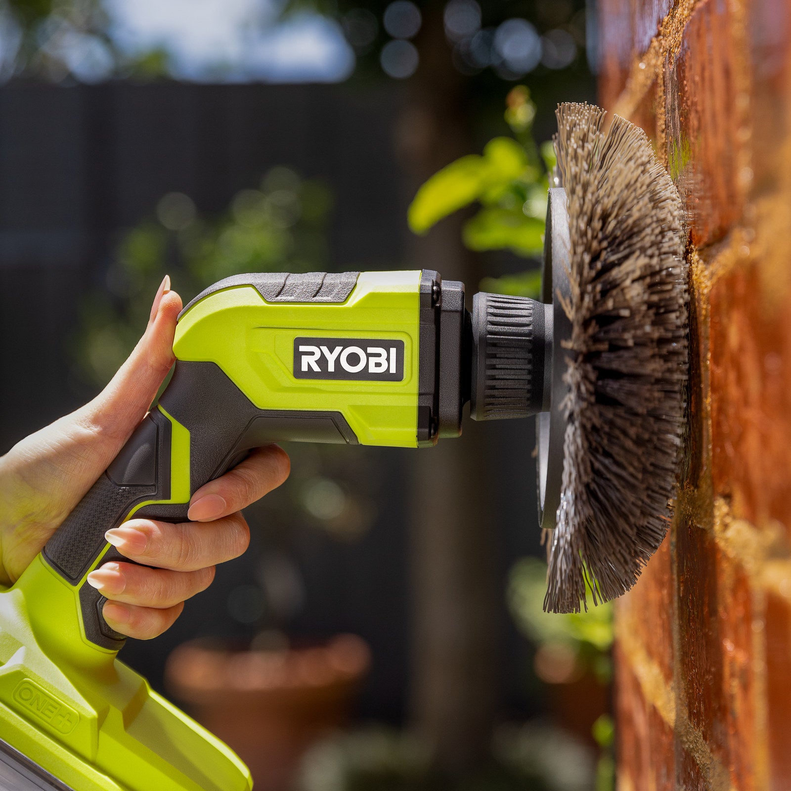 Ryobi Hard Bristle Power Scrubber Brush 178mm Outdoor Cleaning Brush