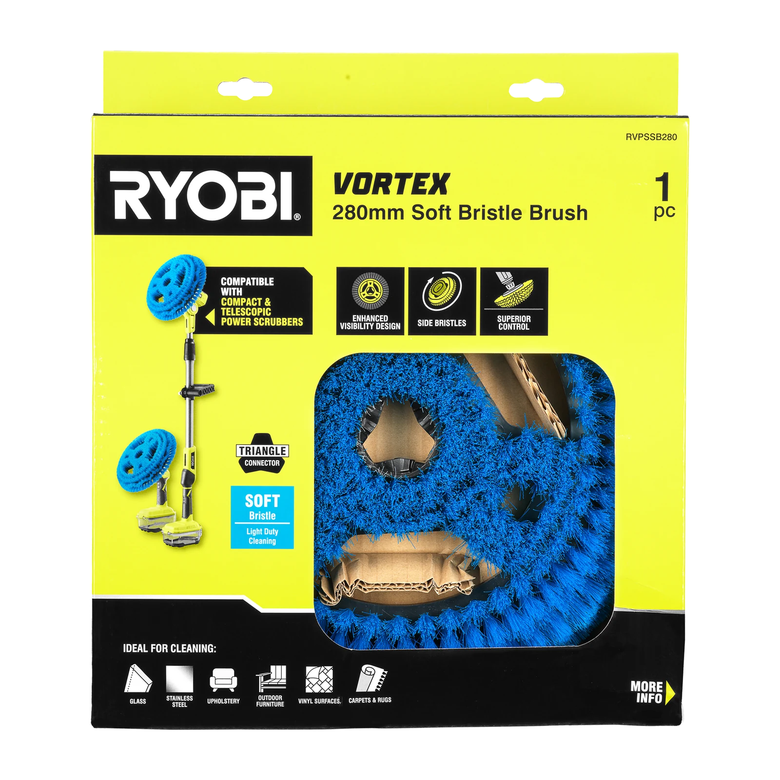 Ryobi 280mm Soft Bristle Power Scrubber Brush