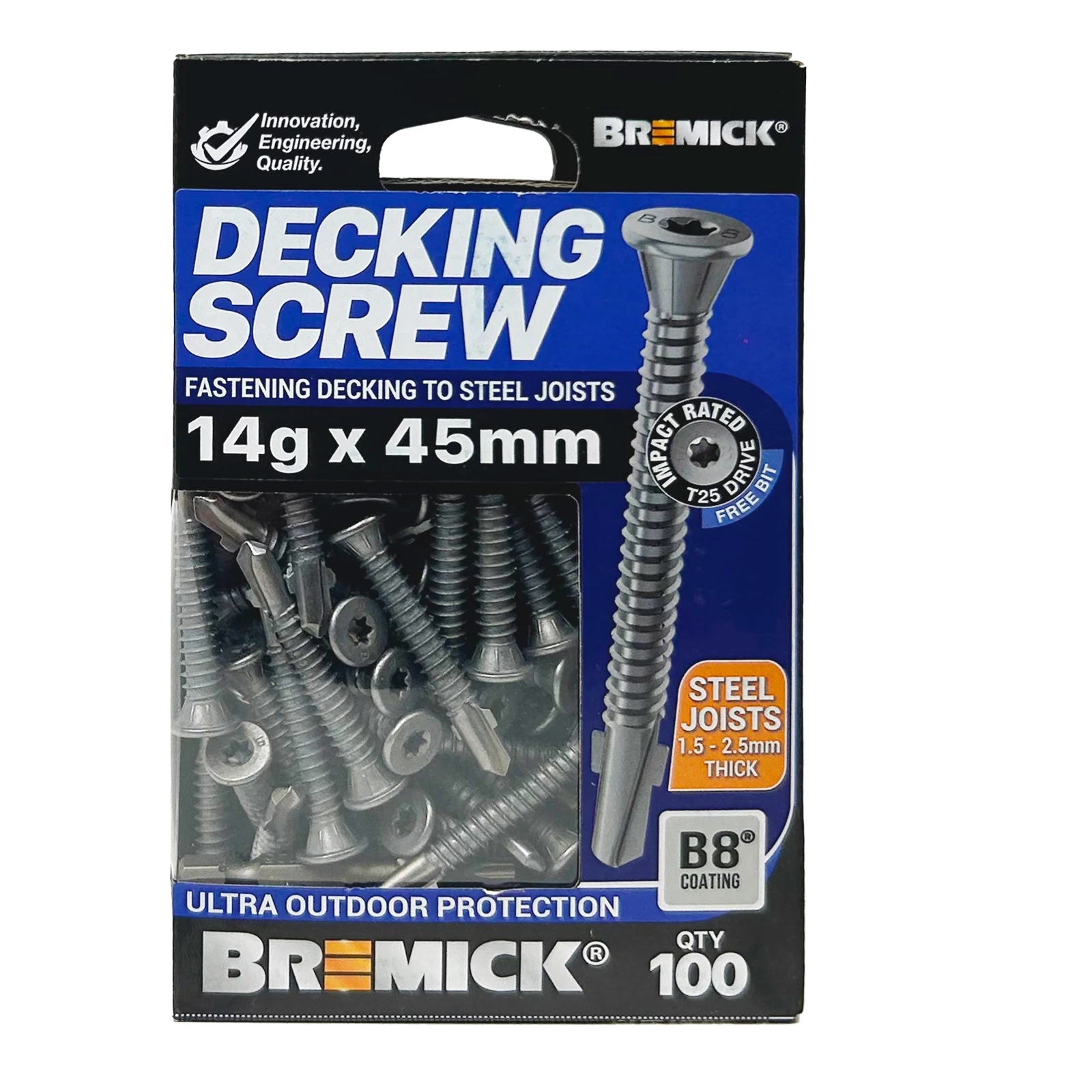 Bremick 14g x 45mm B8 Wing Truss Head T25 Decking Screw - 100 Pack