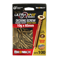 Bremick UltraFast 10g x 65mm 304 Stainless Steel Bronze T20 Truss Head Decking Screw - 100 Pack