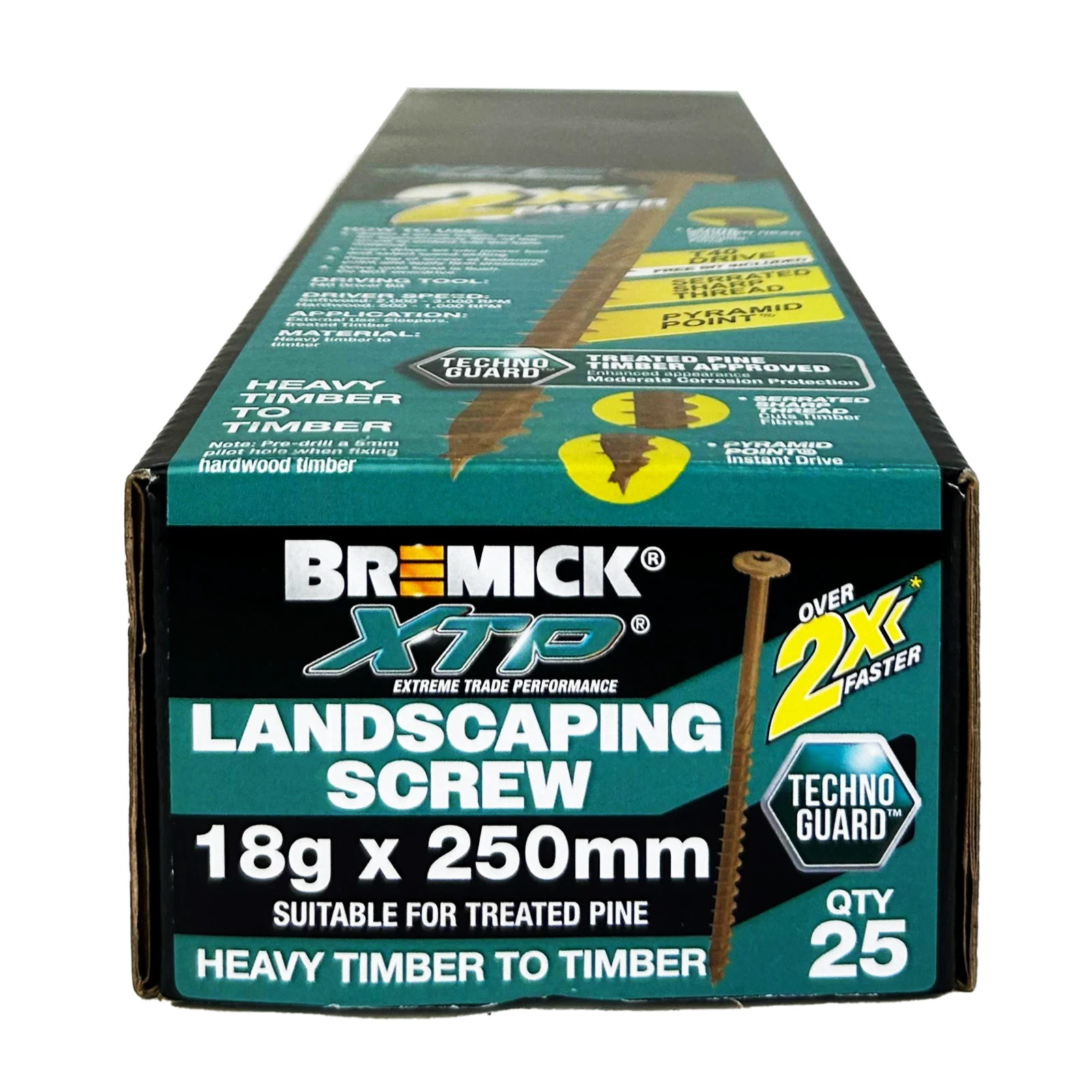 Bremick XTP 18g x 250mm T40 Technoguard Landscape Screws 25 Pack