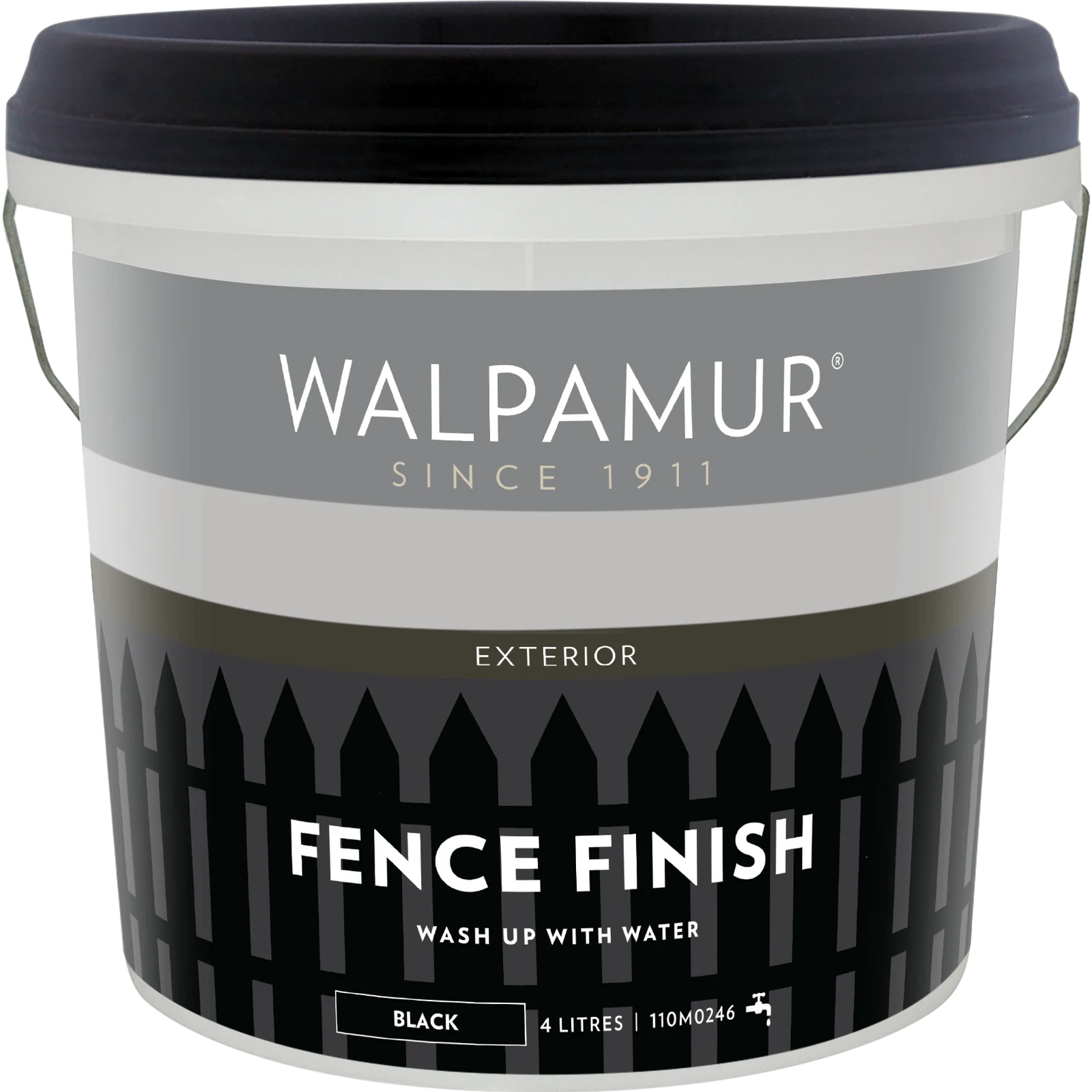 Walpamur 4L Black Fence Finish Exterior Timber Paint