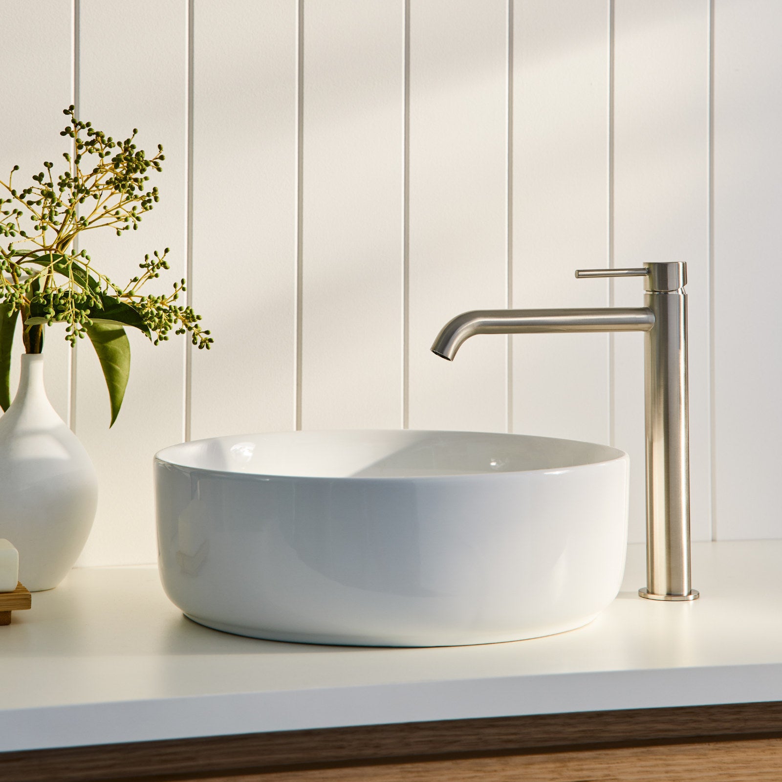 Mondella Resonance 25mm Brushed Nickel Vessel Basin Mixer 7.5L/min WELS 4 Star