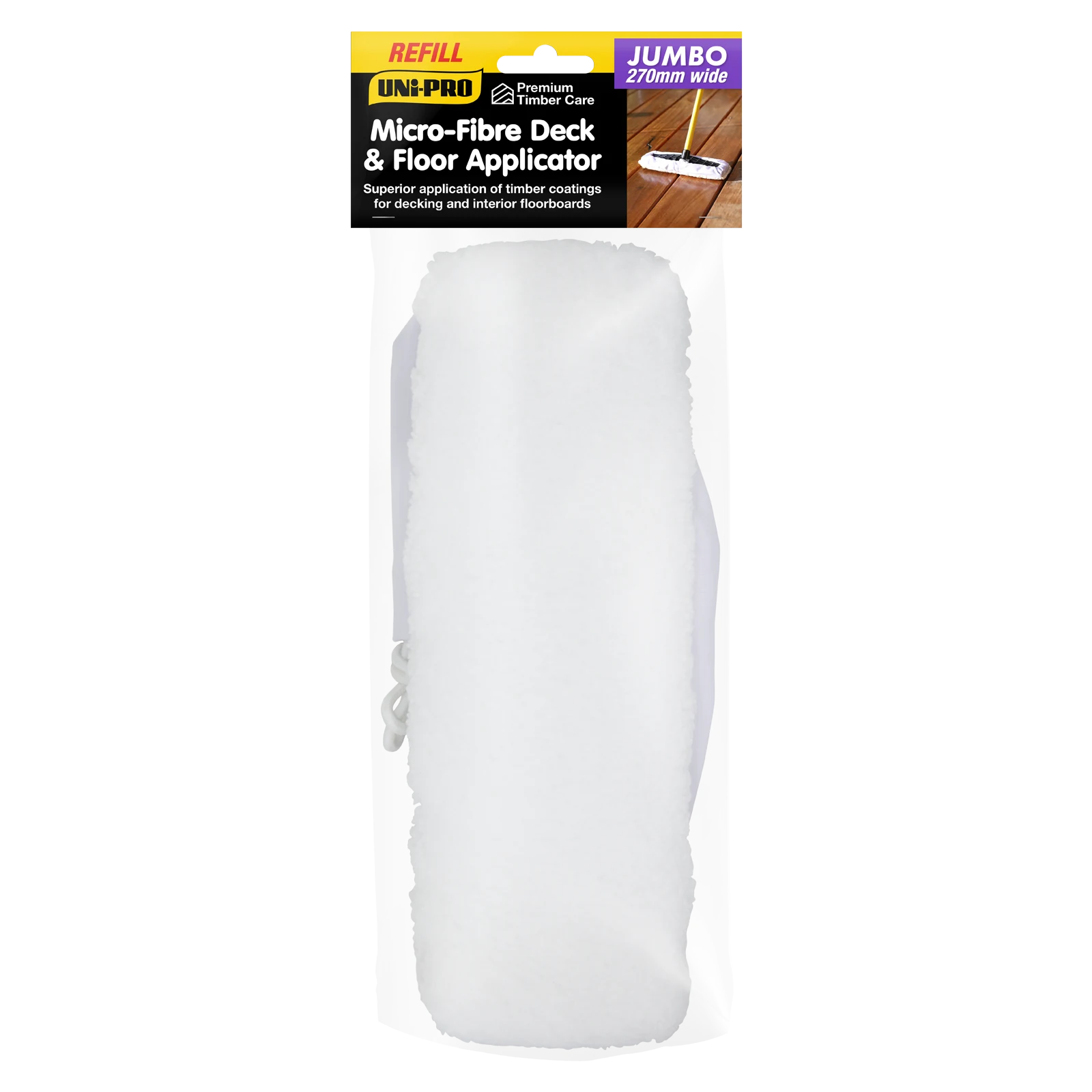 Uni-Pro 270mm Jumbo Micro-Fibre Deck and Floor Applicator Refill Pad