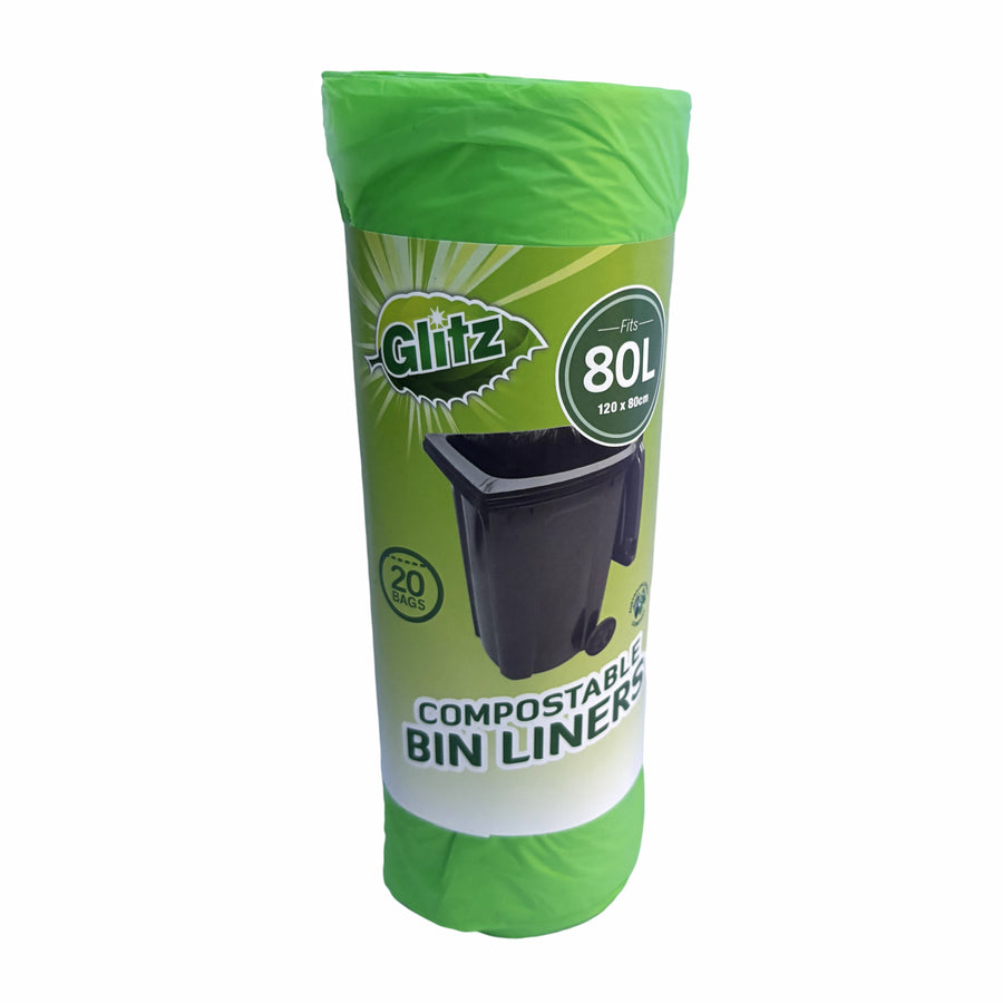 Glitz Compostable Wheelie Bin Liner 80L 20 x 80cm Blue 20 Pack