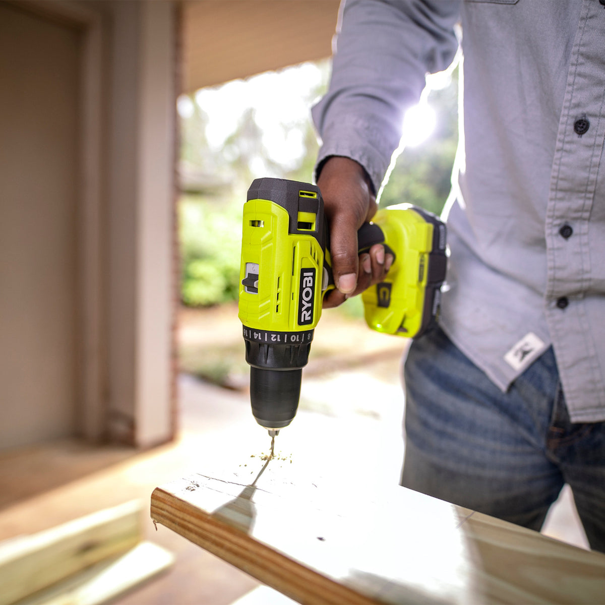 Ryobi 18V ONE+ Drill Driver Starter Kit R18DD22, 2Ah Battery, 13mm Keyless Chuck, 24 Clutch Settings