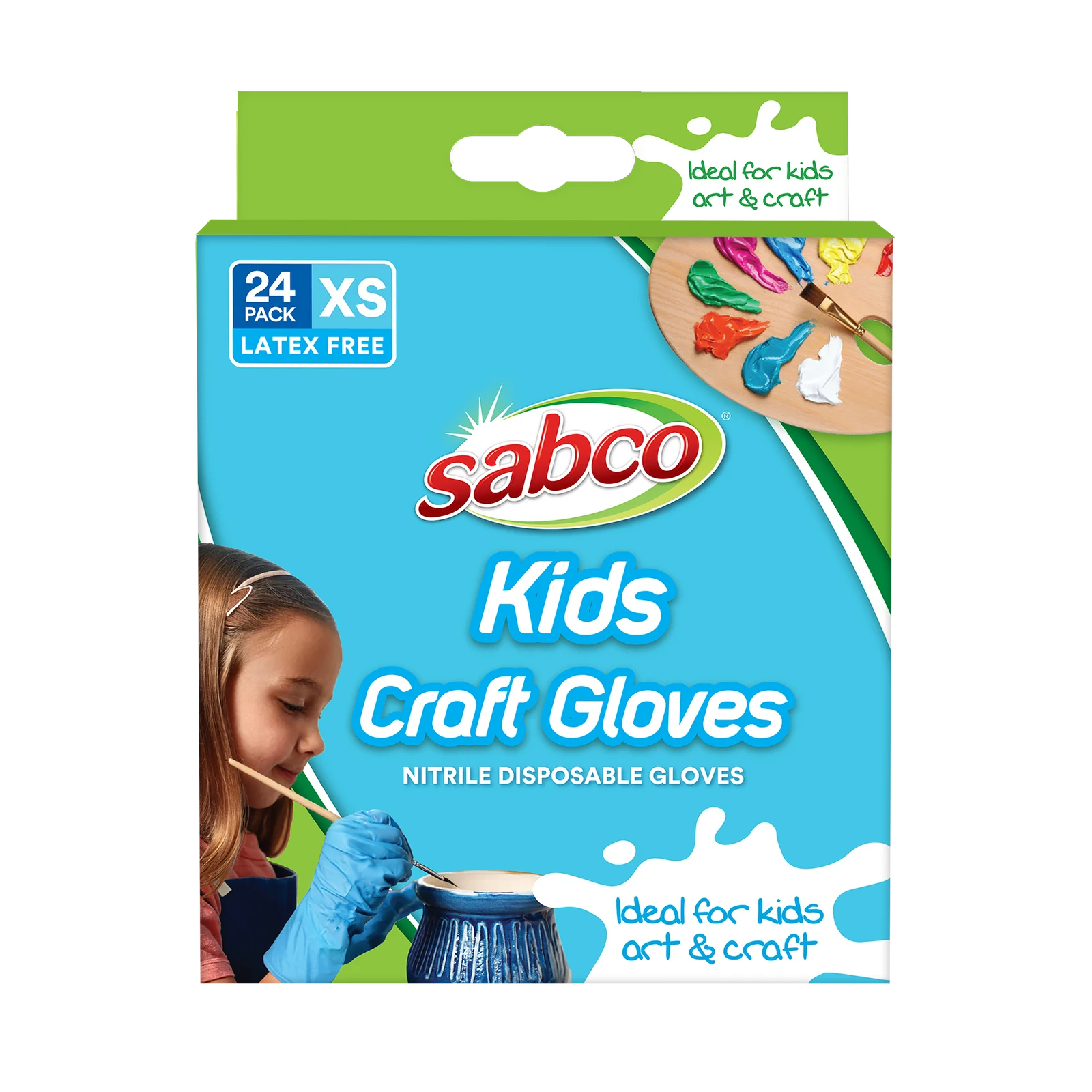 SABCO Kids Craft Gloves Nitrile 24 Pack Extra Small Powder-Free