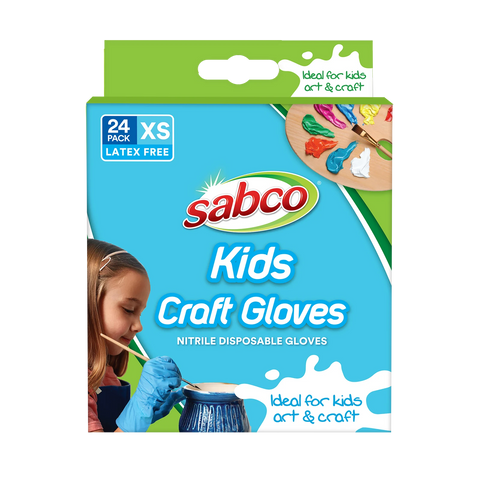 SABCO Kids Craft Gloves Nitrile 24 Pack Extra Small Powder-Free