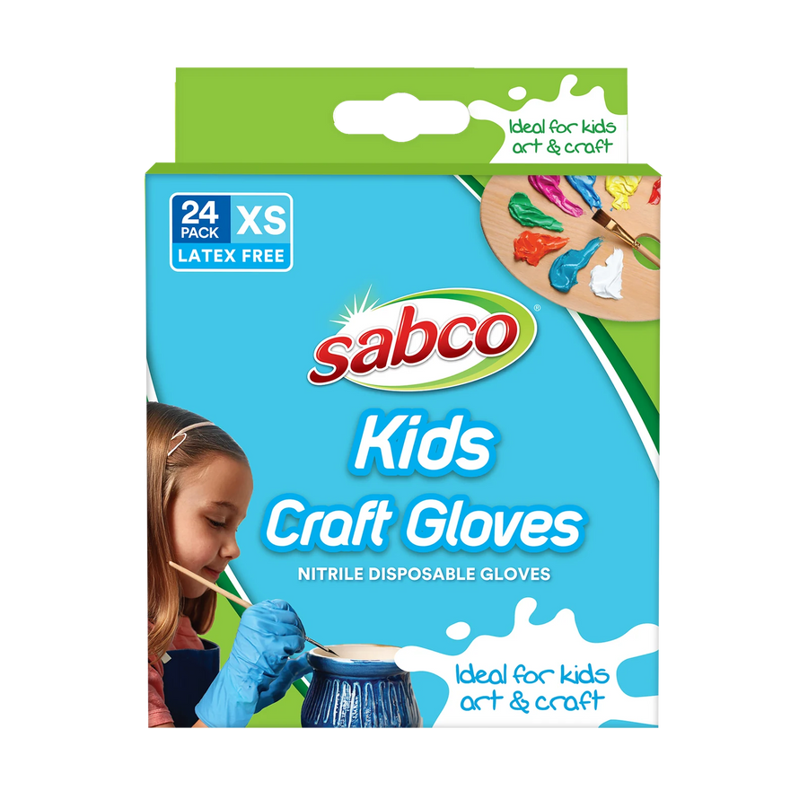 SABCO Kids Craft Gloves Nitrile 24 Pack Extra Small Powder-Free