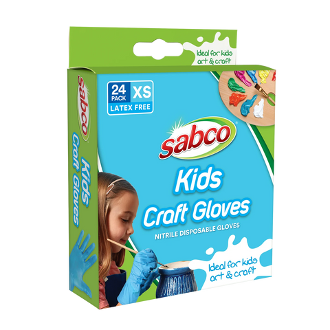 SABCO Kids Craft Gloves Nitrile 24 Pack Extra Small Powder-Free