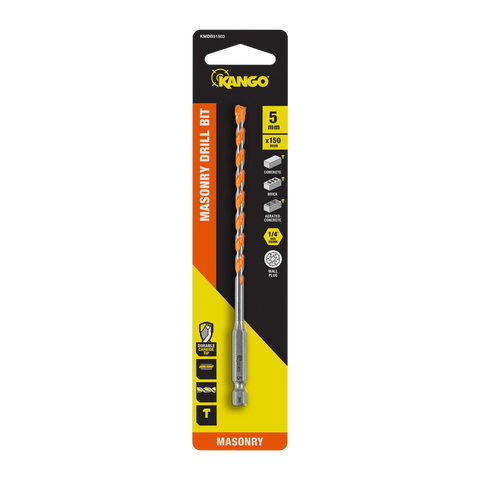 Kango 5 x 150mm 1/4" Hex Shank Masonry Drill Bit - Carbide Tip