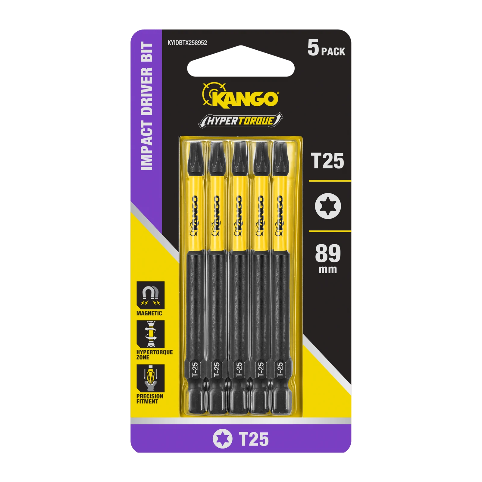 Kango 89mm TX25 Hypertorque Impact Driver Bit 5 Pack