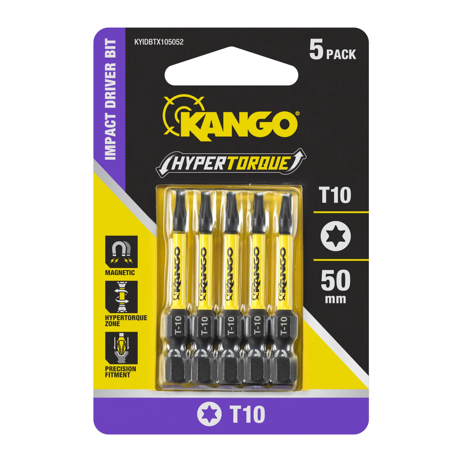 Kango 50mm TX10 Hypertorque Impact Driver Bit 5 Pack KYIDBTX105052