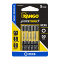 Kango 50mm HEX6 Hypertorque Impact Driver Bits - 5 Pack, Torsion Zone