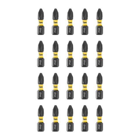 Kango 25mm PH2 Hypertorque Impact Driver Insert Bits - 20 Pack, Magnetised