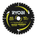 Ryobi 254mm 40T Mitre Saw Blade - Fine Finish for Timber, RCSB254T40