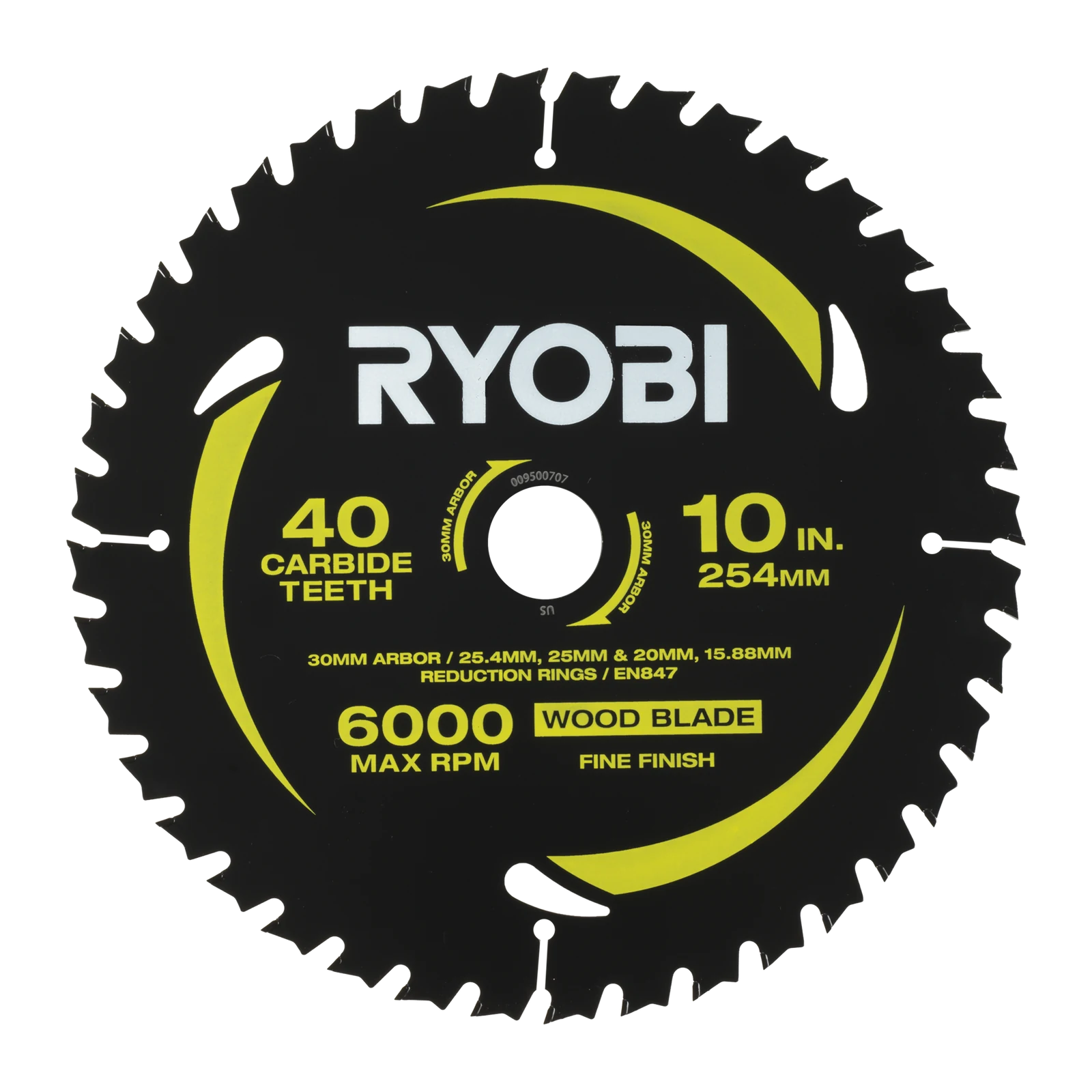 Ryobi 254mm 40T Mitre Saw Blade - Fine Finish for Timber, RCSB254T40