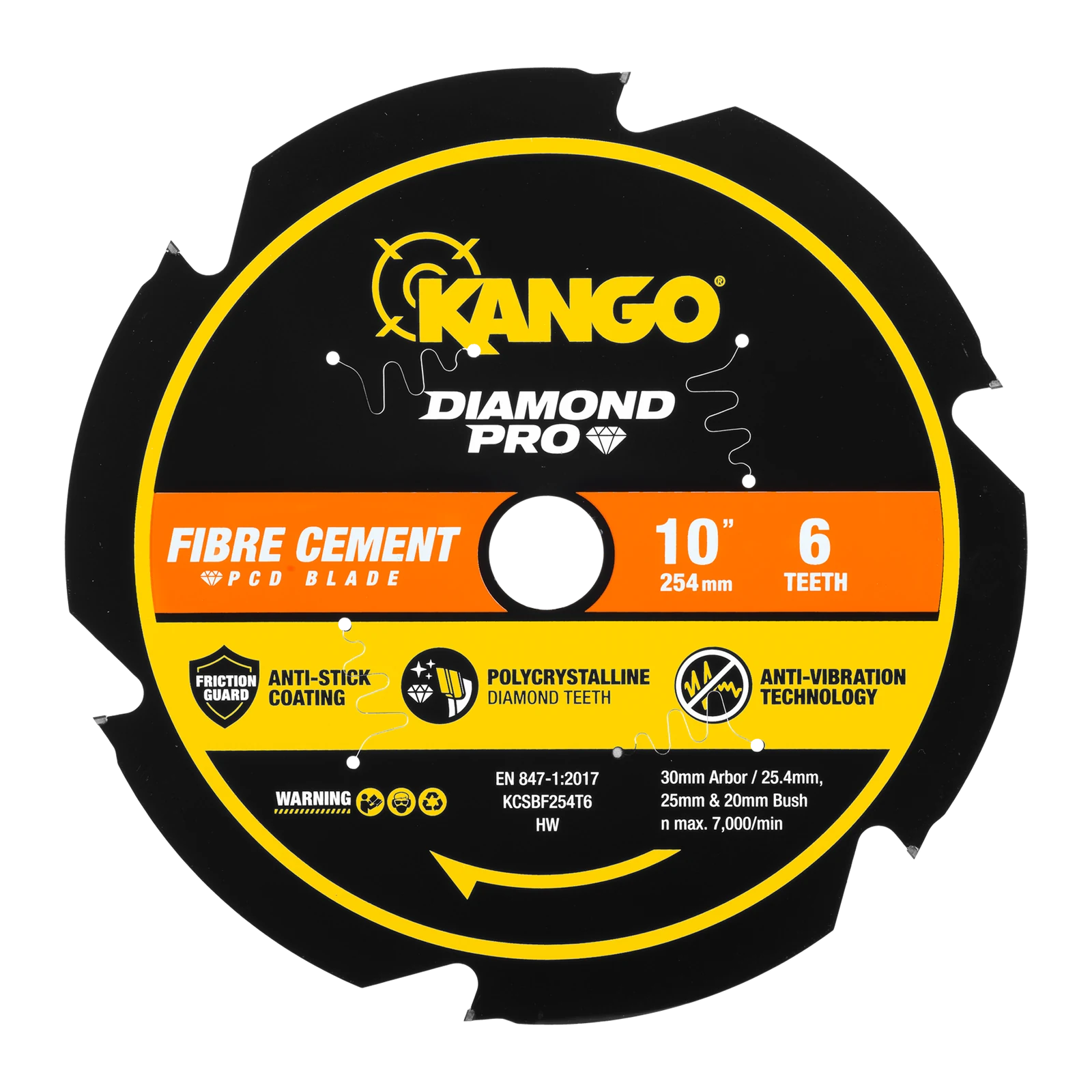 Kango 254mm 6T Diamond Pro Fibre Cement Mitre Saw Blade - PCD Teeth, Thin Kerf