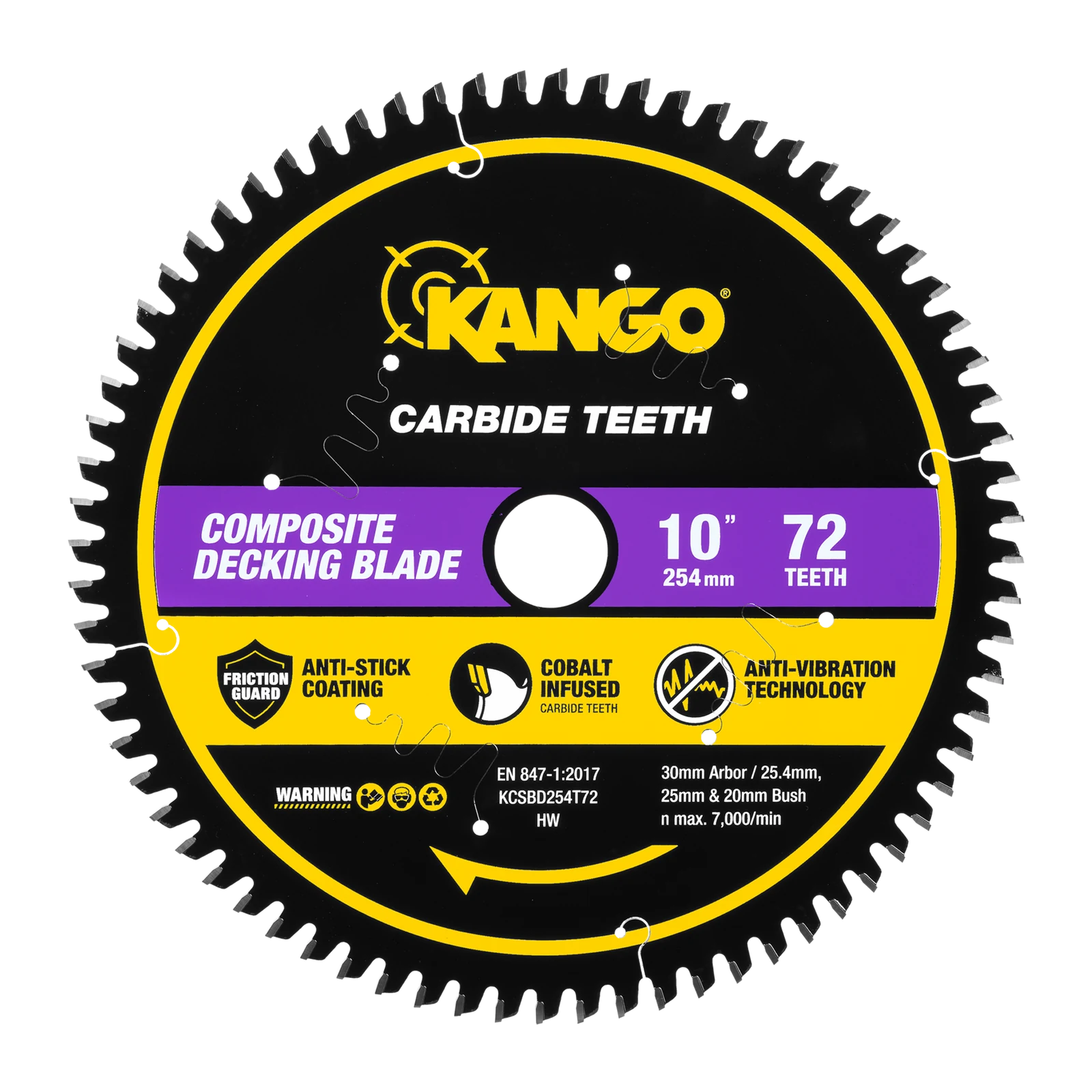 Kango 254mm 72T Composite Decking Mitre Saw Blade - Triple Chip Grind Teeth