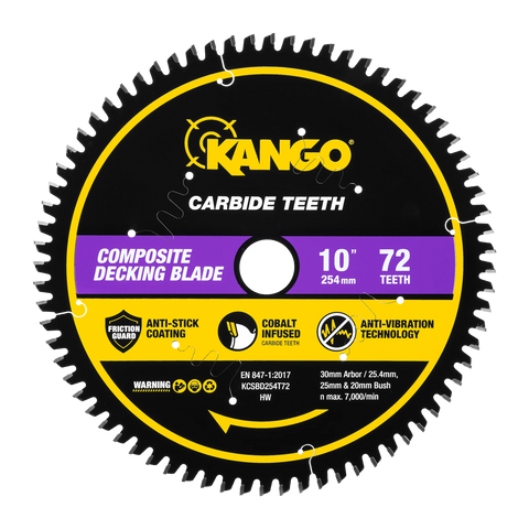 Kango 254mm 72T Composite Decking Mitre Saw Blade - Triple Chip Grind Teeth