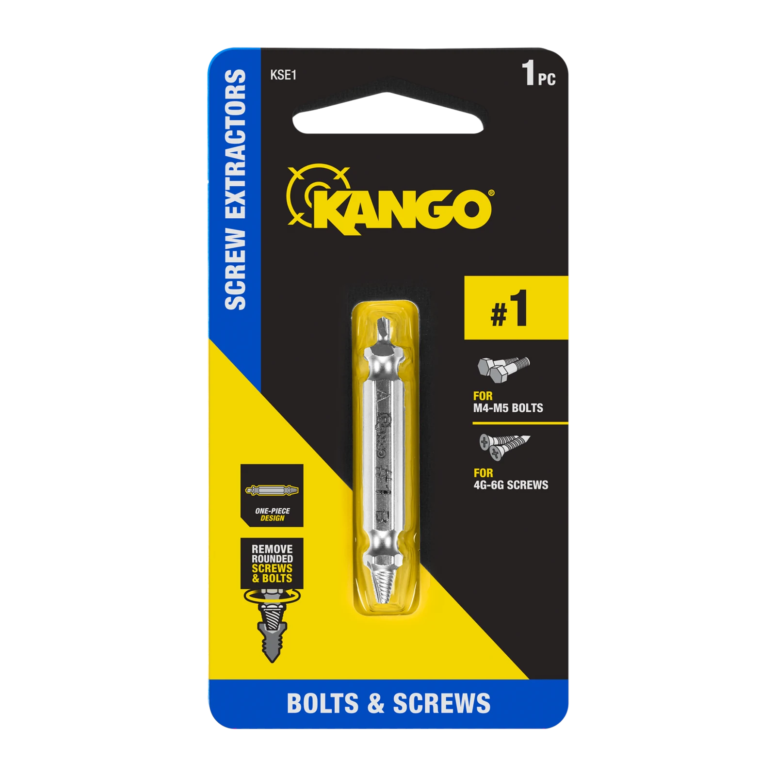 Kango Size #1 Screw Extractor - Removes Stripped 4G-6G Screws & M4-M5 Bolts