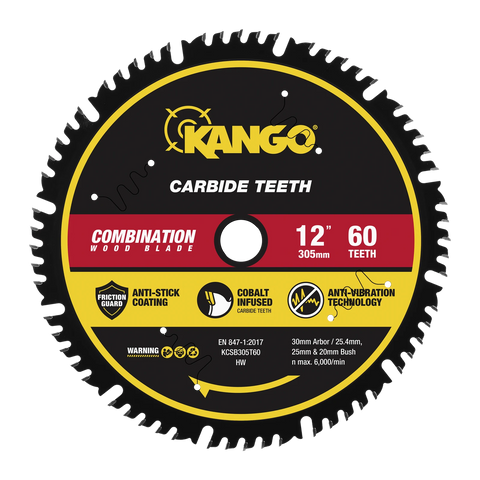 Kango 305mm 60T Wood Mitre Saw Blade - Fine Cross Cuts in Timber, Plywood, MDF & Merbau