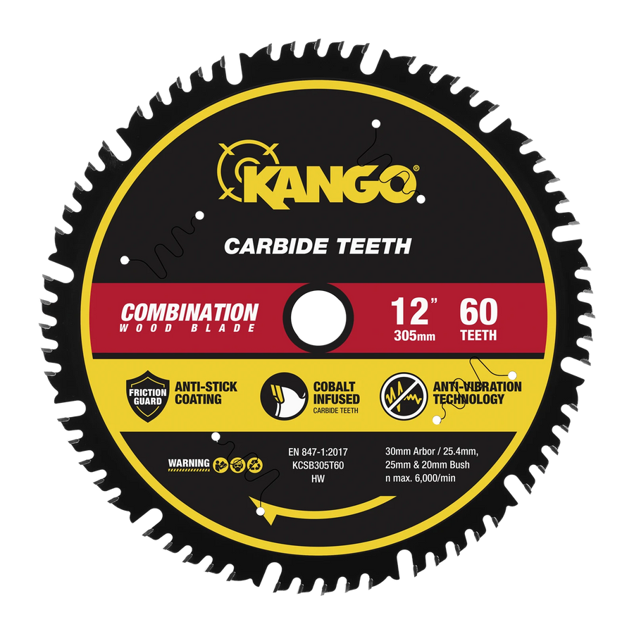 Kango 305mm 60T Wood Mitre Saw Blade - Fine Cross Cuts in Timber, Plywood, MDF & Merbau