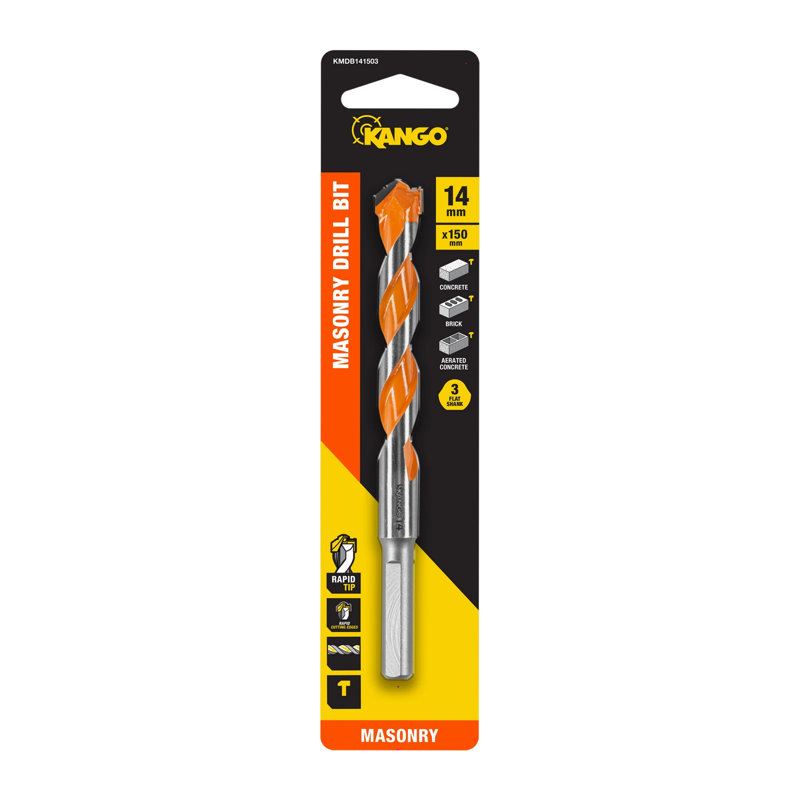 Kango 14mm x 150mm Masonry Drill Bit - Durable Carbide Rapid Tip - Efficient Drilling