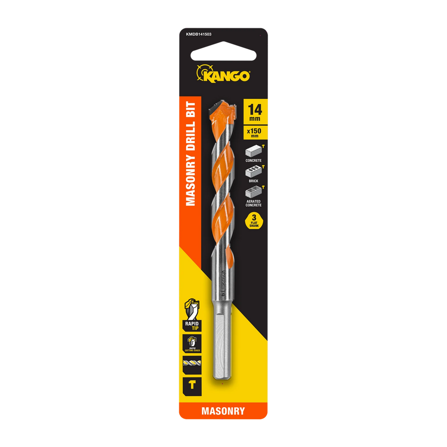 Kango 14mm x 150mm Masonry Drill Bit - Durable Carbide Rapid Tip - Efficient Drilling