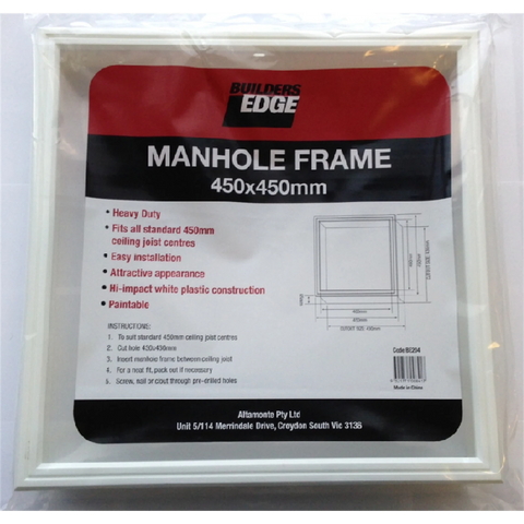 Builders Edge 450 x 450mm White Melamine Manhole Frame, Paintable