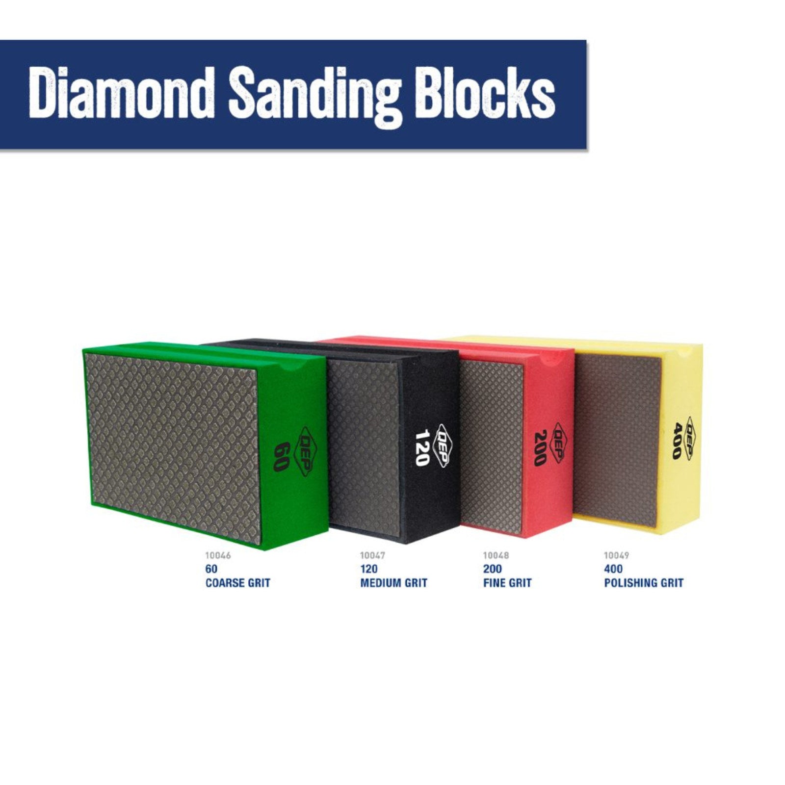 QEP Diamond Sanding Block 60 Grit, Coarse, Wet and Dry, for Tile Stone Granite Glass